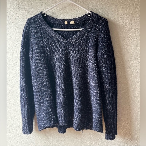 Anthropologie Moth blue cotton wool zip pullover sweater - Picture 6 of 8